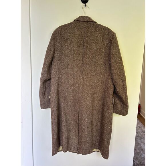 Vintage Witty Brothers Wool Tweed Herringbone Long Overcoat Brown Women's XL - Picture 4 of 6